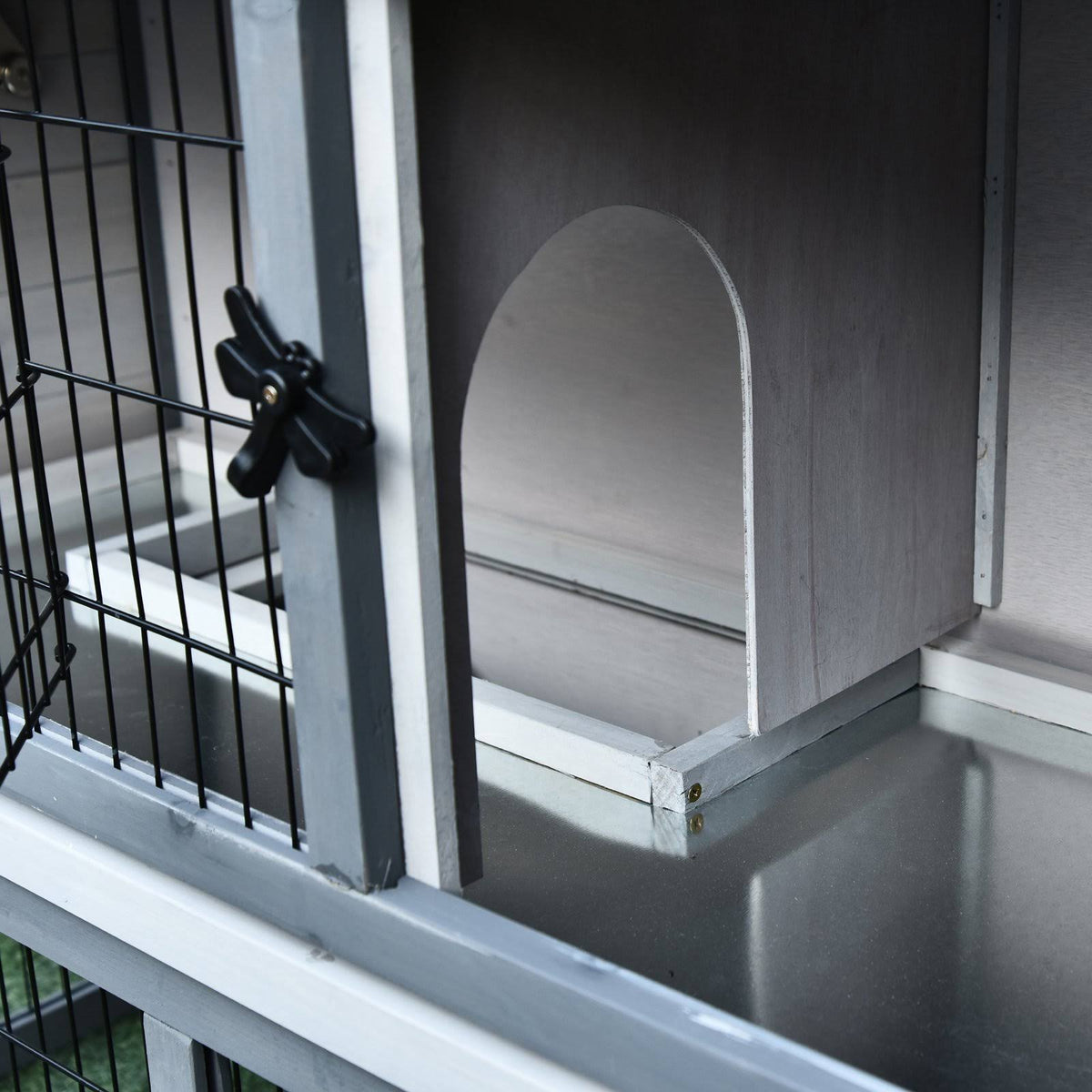 2-Tier Wooden Rabbit Hutch with Cage P95336