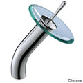 Chrome Finish Tempered Glass Bathroom Vessel Sink and Waterfall Faucet Combo E77946